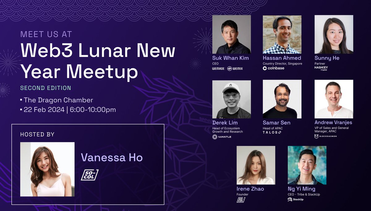 Join us at the Web3 Lunar New Year Meet-up 🐉 Co-hosted by <a href="/BlockdaemonHQ/">Blockdaemon 😈</a> and <a href="/WemixNetwork/">WEMIX</a> and sponsored by <a href="/circle/">Circle</a> <a href="/coinbase/">Coinbase 🛡️</a> <a href="/HashKey_Capital/">HashKey Capital</a> <a href="/0xMantle/">Mantle Network</a> <a href="/talostrading/">Talos</a> and <a href="/stackup_fi/">Stackup</a> <a href="/socol_io/">SO-COL 🚀</a>

Register now👉lu.ma/web3-LNY-dragon