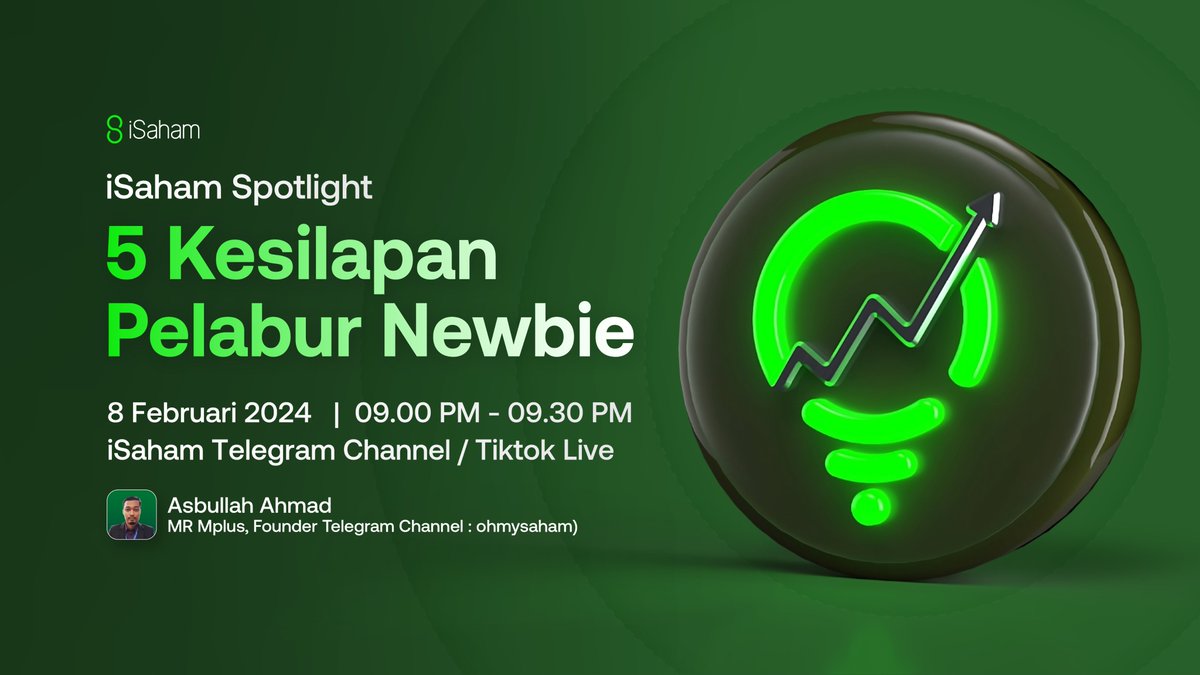 iSahamScreener's tweet photo. Anda masih tak yakin nak melabur?

Inilah masa yang sangat sesuai untuk anda tambah ilmu. 

Kami bawakan khas untuk anda sesi iSaham Spotlight.  

Sertai kami malam ni (9 PM) di Telegram iSaham dan TikTok Live.

Telegram: https://t.co/kvooC5c69a
TikTok: https://t.co/Pa5XtDfgtg https://t.co/v4aZ7FYQ6Y