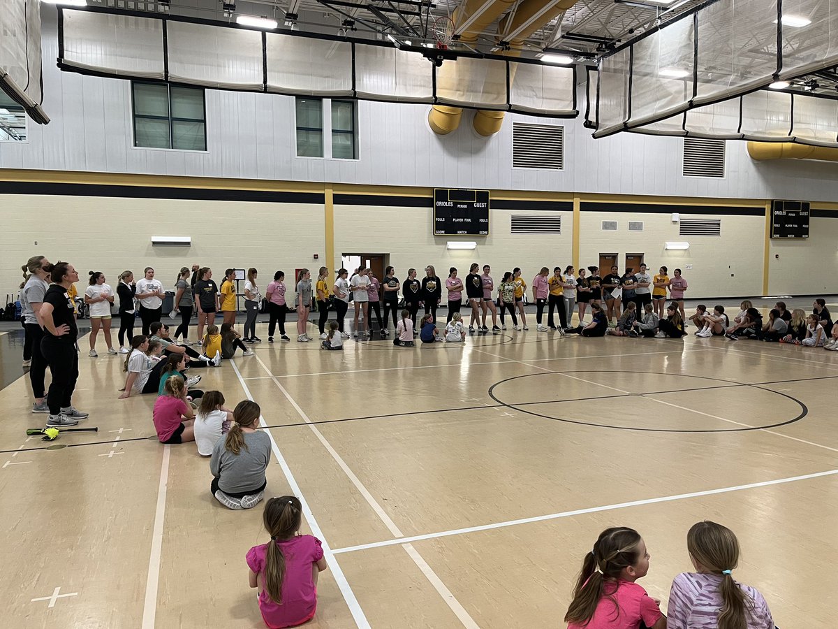 Day 1 of kids camp: How fitting that it is also National Girls and Women in Sports Day! Empowering the next generation of female athletes! 🥎🖤 #NGWSD