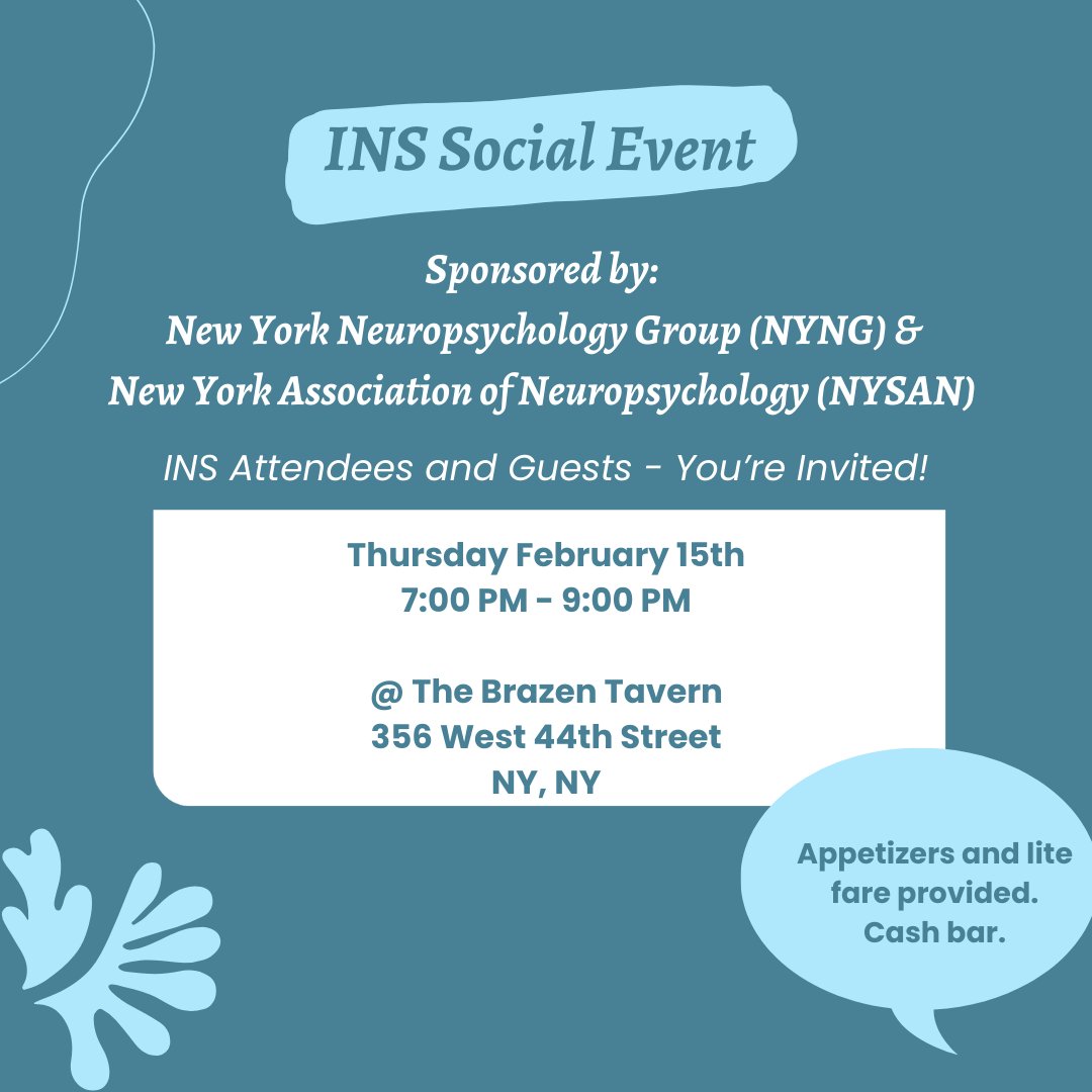 Join NYNG &amp; NYSAN during #INS2024inNYC for a social event on Thursday February 15th from 7:00 - 9:00 PM 🎉