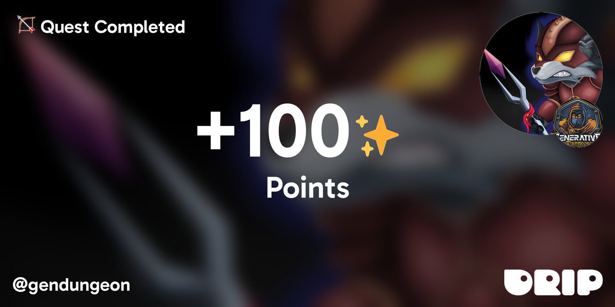 I just earned 100 Points for completing a Quest at <a href="/gendungeon/">Generative Dungeon</a>