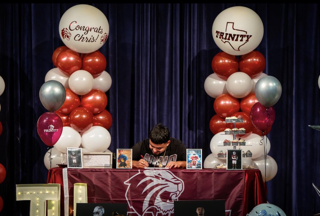that national letter of intent was signed today! Now let’s work! 210 I’m home ❤️‍🩹.  <a href="/TUFootballTX/">Trinity University Football</a> <a href="/JerhemeUrban83/">Jerheme Urban</a> <a href="/CoachGezella/">Coach Gezella</a> <a href="/Shaun_Rut/">Shaun Rutherford MEd🎓</a> <a href="/BamPerformance/">Bam Performance</a> <a href="/juice7v7/">Juice Football</a> #BeTheStandard