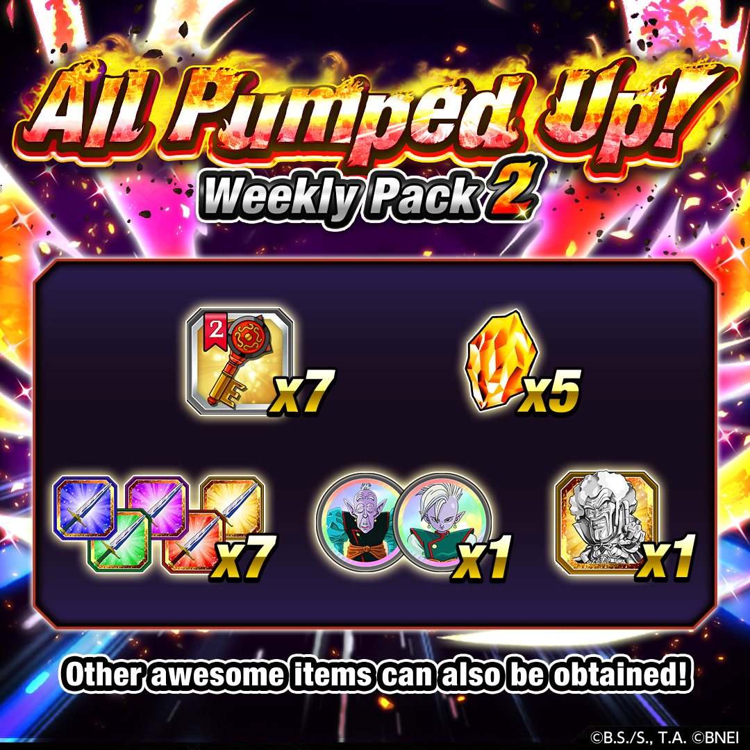 dokkan_global's tweet image. "All Pumped Up! Weekly Pack 2" Up for Sale!
Use the "All Pumped Up Limited Key 2" included in this pack to attempt a certain event and complete missions to get Dragon Stones!

[For more details, please kindly check out the in-game announcement.]
#dokkanbattle #dokkan #dragonball