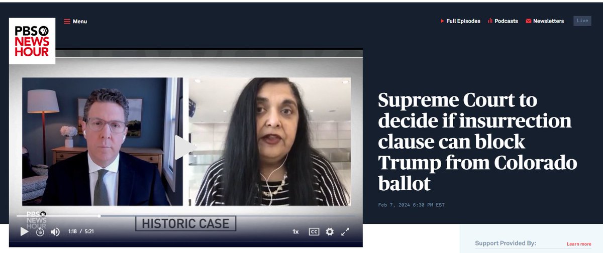 @ProfMSinha @NewsHour ICYMI #SCOTUS #14thAmendment pbs.org/newshour/show/… Also catch my interview with her and other historians who submitted an amicus brief on this historic case - link pinned to my page. youtube.com/watch?v=Tbzo8P…