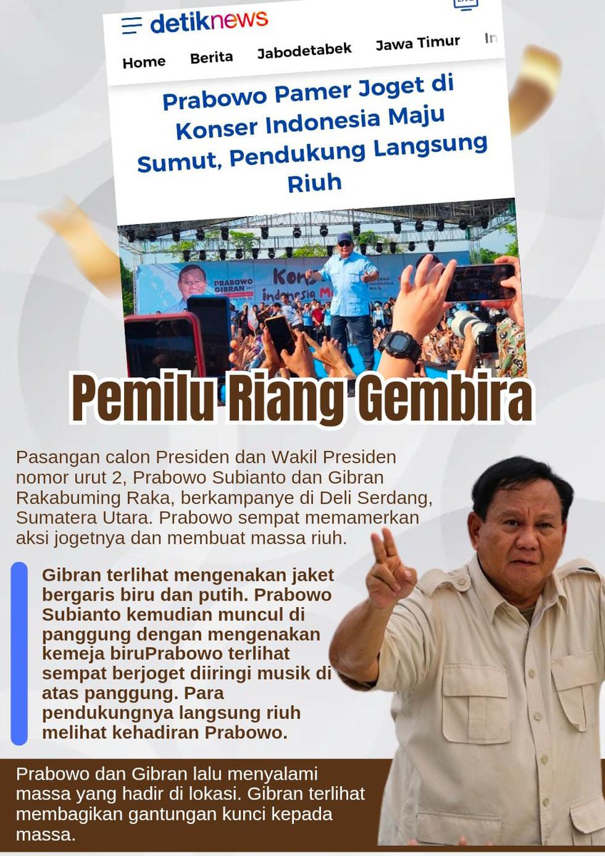 Prabowo mengajak, seluruh elemen mempererat tali silaturahmi dalam mewujudkan pemilihan umum (Pemilu) 2024 yang sejuk dan riang gembira.#LautanMassaSambut02