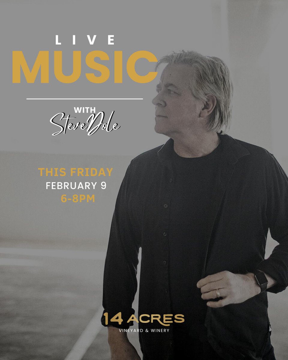 14_acres's tweet photo. Live music🎶for you this week:
Fri, Feb 9: Steve Dole
Sat, Feb 10: Rhapsody
Don’t miss these amazing musicians and your chance to sip some of our fine #wine!🍷🍇They will be live from 6-8pm.
Who are you coming to see?
#winery #winelover #winetasting #redwine #vineyard #livemusic https://t.co/dzkLo9gpBp