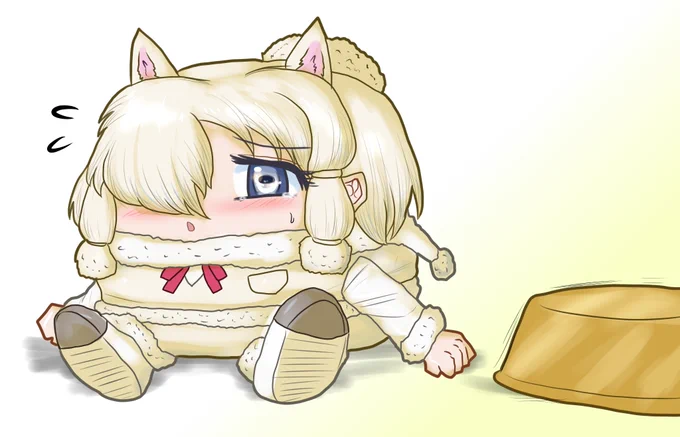 [skeb]平たくなったアルパカ・スリ  Skeb依頼で「たらいが落ちてきてパンケーキ状に平たくなったアルパカ・スリ」です。ご依頼ありがとうございました。