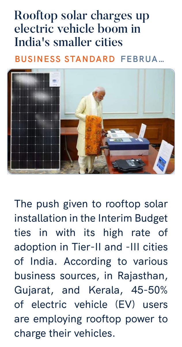 jiten_thacker's tweet photo. Rooftop solar charges up electric vehicle boom in India's smaller cities
https://t.co/WxcqwFs5Fl via NaMo App https://t.co/GkoNjsTIeh