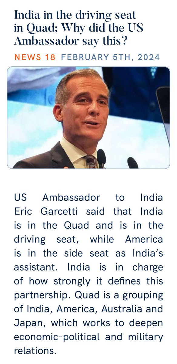 jiten_thacker's tweet photo. India in the driving seat in Quad; Why did the US Ambassador say this?
https://t.co/A4kC8FPp5j via NaMo App https://t.co/kA7ljxAp7l