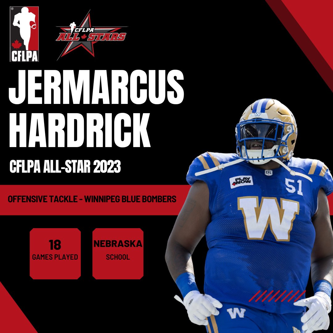 Jermarcus Hardrick was a powerhouse once again last season which earned him a spot on the 2023 #TeamCFLPA All-Star team!

Congratulations, @Yoshi_Hardrick 

#CFLPA #CFL #Winnipeg
