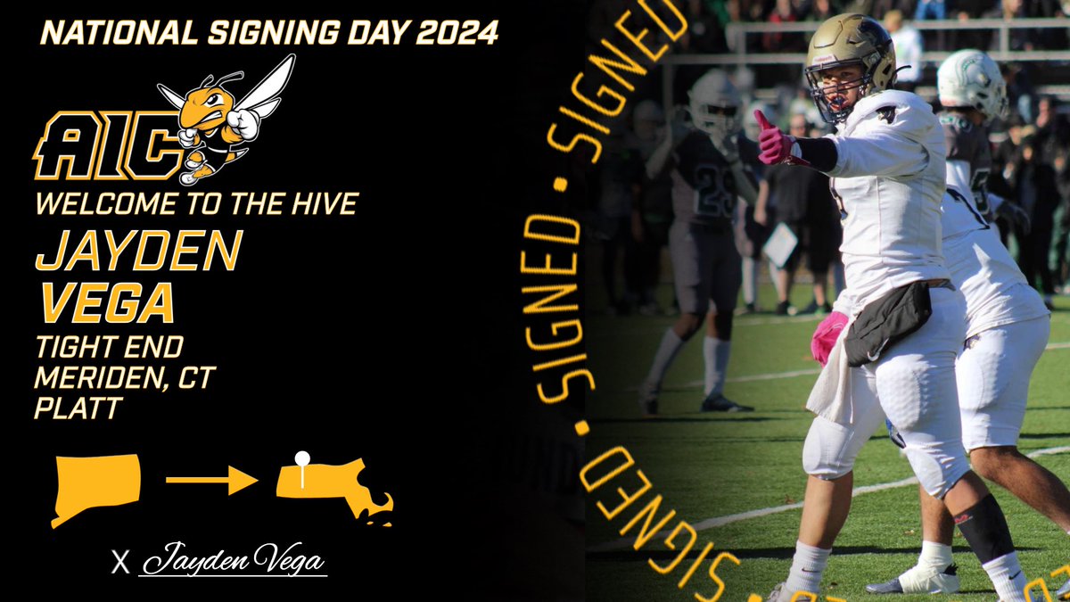 Welcome to State Street! ✍🏼| Jayden Vega 📱| @vegajayden9 📍| Platt HS (CT) 🚨| Tight End 📋| 6’4” 240 🎥| bitly.ws/3cERG #AICommitted | #NSD24 | #OneHiveOneFamily