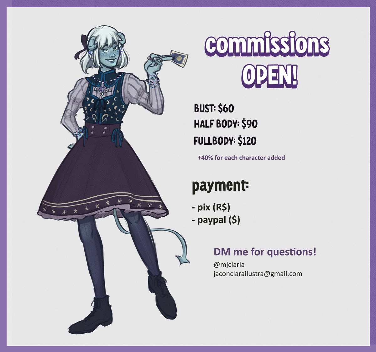 hey! my comms are open!! 🫐 dm me if interested 🤍 (rts are highly appreciated!)