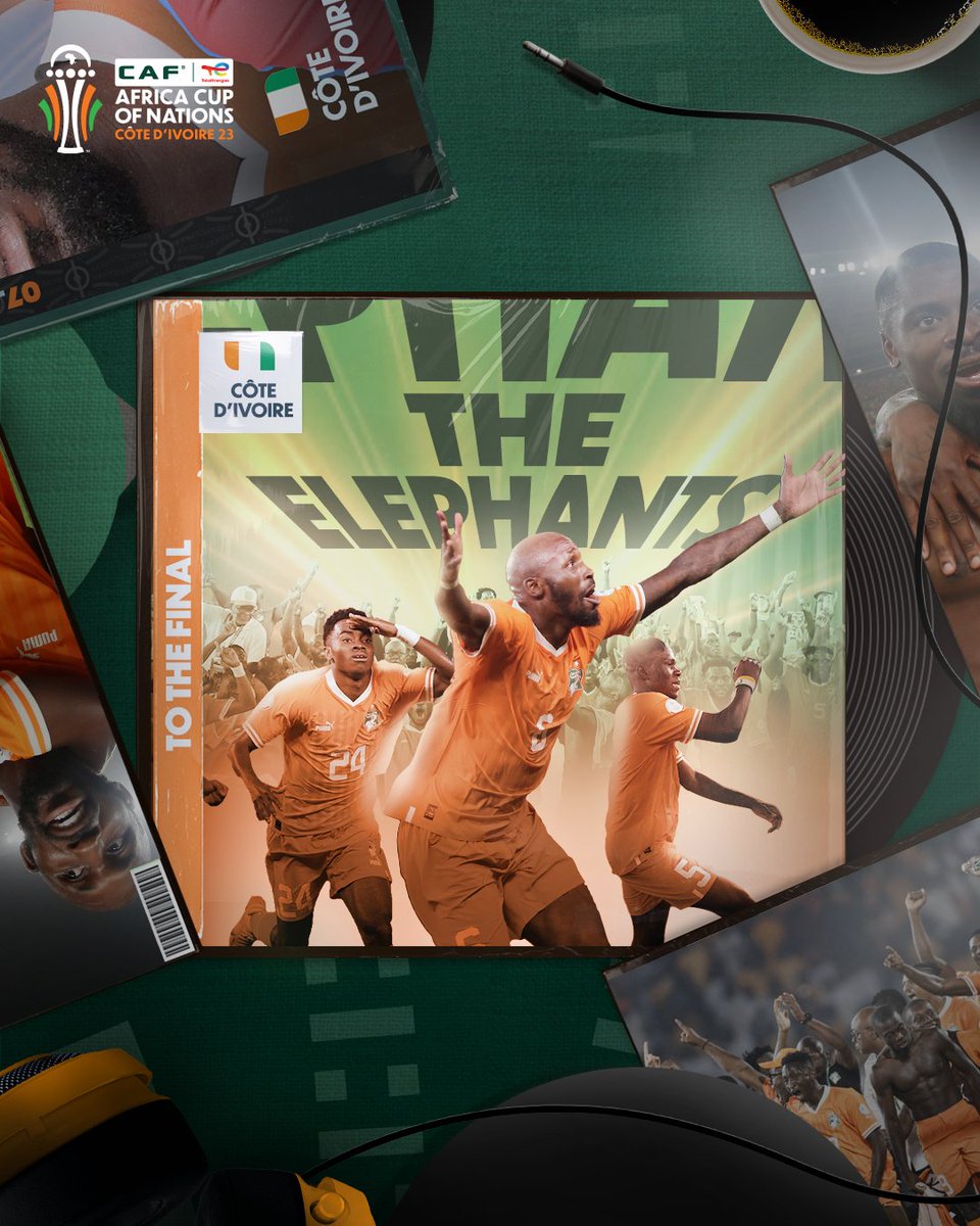 CAF_Online's tweet photo. 𝙏𝙊 𝙏𝙃𝙀 𝙁𝙄𝙉𝘼𝙇! 🚨

🐘 The Elephants reach their final #TotalEnergiesAFCON2023 station at home! 🔥 https://t.co/no9JbRG4mu
