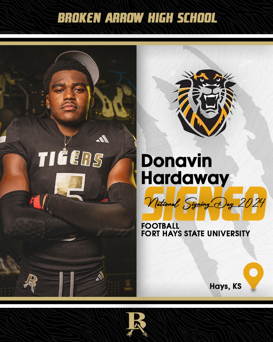 batigersports's tweet photo. Congratulations Donavin Hardaway‼️
📝Fort Hays State University🏈

#BuildYourLegacy x #goBA🐅 https://t.co/fsQ28uZ0Sc