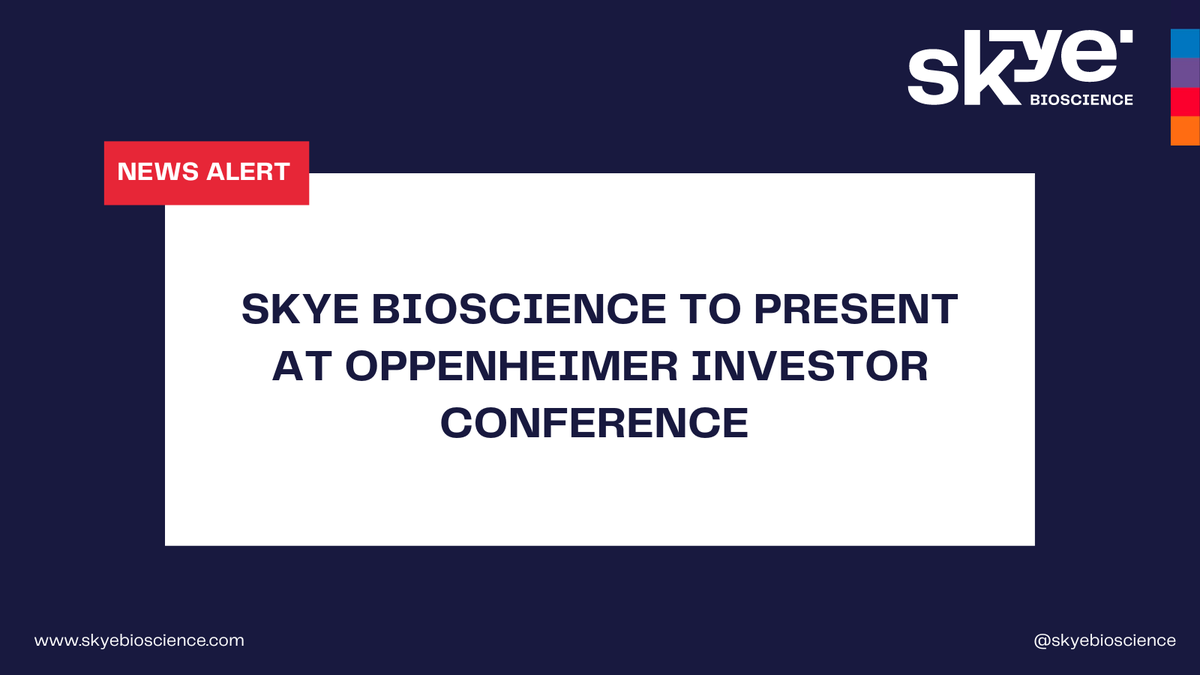 $SKYE will present at Oppenheimer's Investor Conference Tuesday, February 13, 2024 at 9:40am ET and will also be available for 1x1 meetings. Read the full PR for more details: bit.ly/3SRg499 #skyebioscience #investor