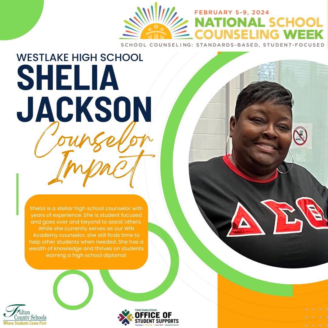 Today we are highlighting yet another school counselor that rocks!!! 

Thanks Shelia for your contributions to the lives of students!

#fcscounselors #NSCW2024