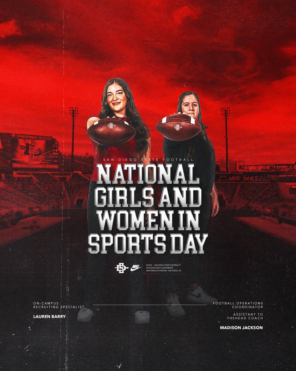 Happy National Girls and Women in Sports Day to our very own, Madison and Lauren! Thank you for all you do to make Aztec Football better each and every day #NGWSD24