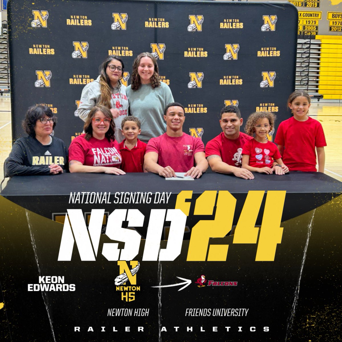 Congratulations to Keon Edwards for signing to play football at Friends University next year! #RailerPride #RailerNation #RailerFamily #NSD24