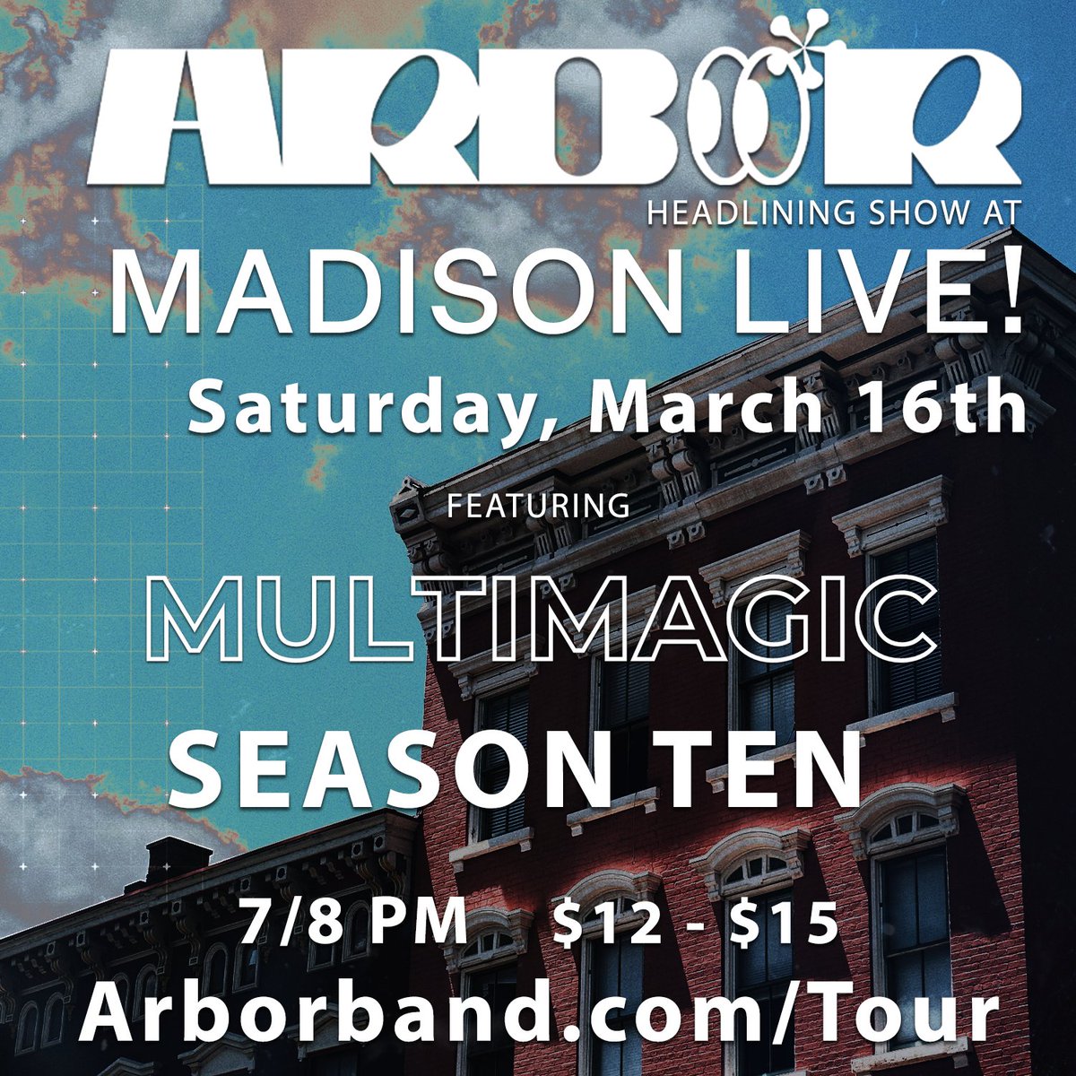 Just Announced! Orion Routes presents <a href="/ArborOfficial/">✶ Arbor ✶</a>  with special guests <a href="/multimagicmusic/">Multimagic</a>  and <a href="/SeasonTenBand/">SEASONTEN_</a>  on Saturday, March 16th at Madison Live. Tickets on sale TODAY at Noon at ticketmaster.com/event/16006047…