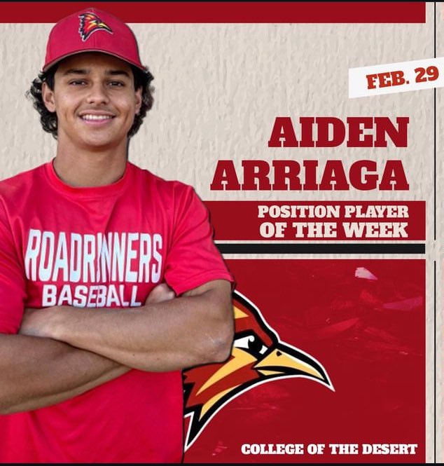 Congrats COD outfielder <a href="/aidenarriaga222/">Aiden Arriaga</a> on earning IEAC position player of the week!