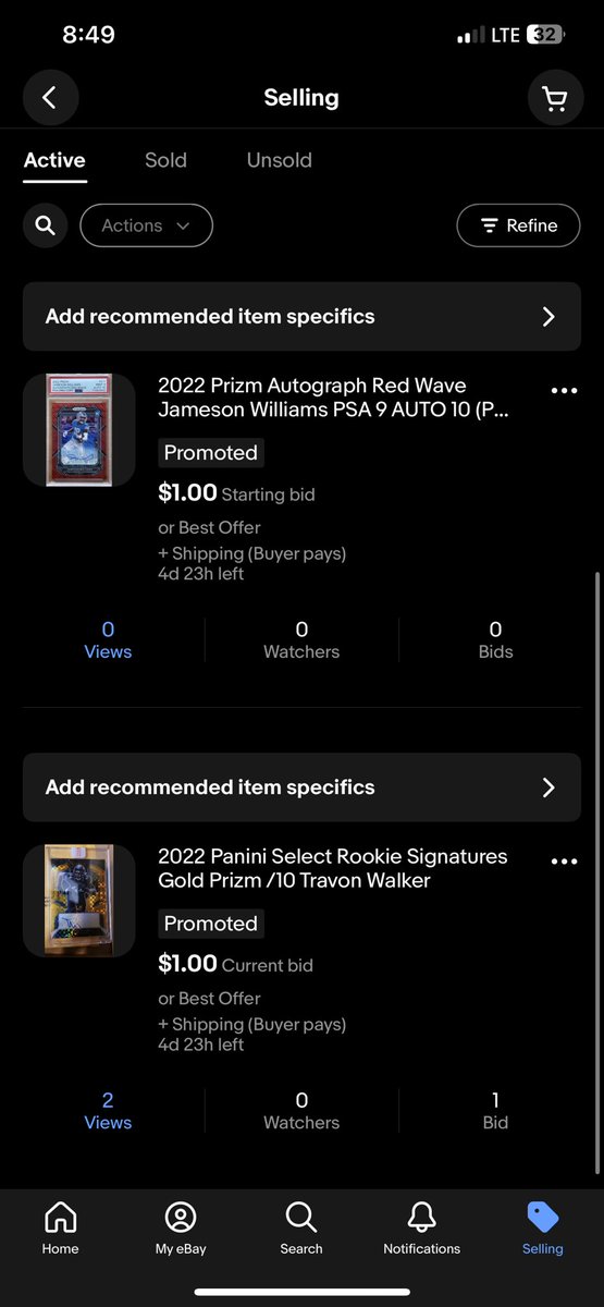 SeanMatias8's tweet photo. @natespeaksports @Iminsearchof Check out my eBay. Have a Travon Walker redemption I finally received last week. Rookie signatures Prizm gold /10 https://t.co/EFPWFUFOhG