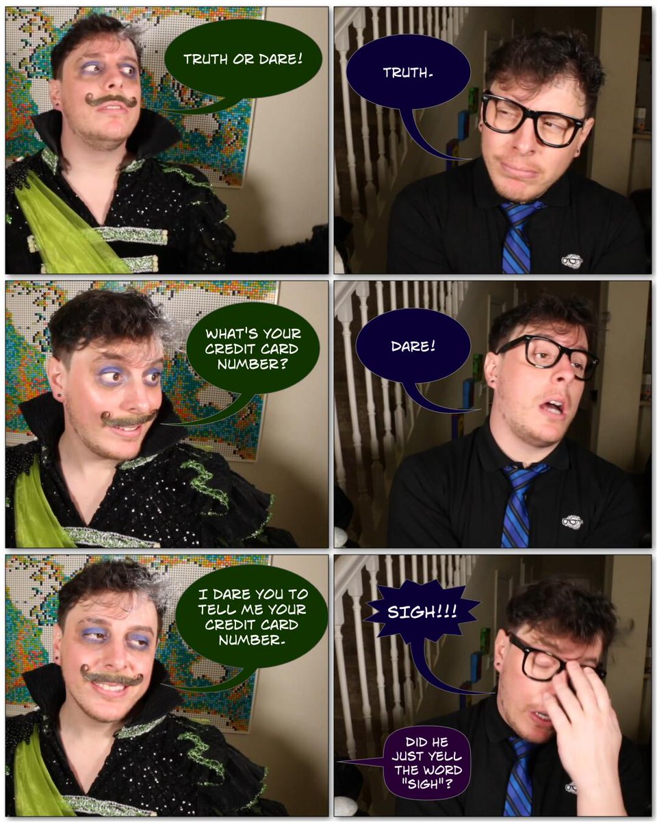 manbemel's tweet photo. Remus' Truth or Dare. Inspired by an incorrect quote by @sunshineemomare .
#thomassanders #sanderssides #sanderssidesincorrectquote #sanderssidesphotocomic #remussanders #logansanders #virgilsanders https://t.co/dOszQXwTZE