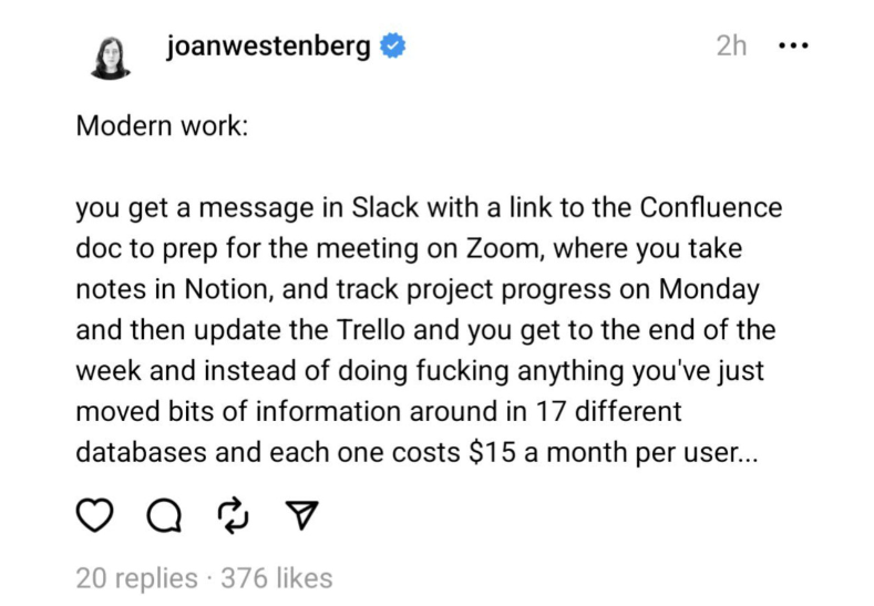 DougSleeter's tweet image. svembu thanks for highlighting how #Chunkification is not sustainable. It was great that we got all the choice of small apps, but in the long run, people want one throat to choke, and one vendor to pay #ZohoDay24