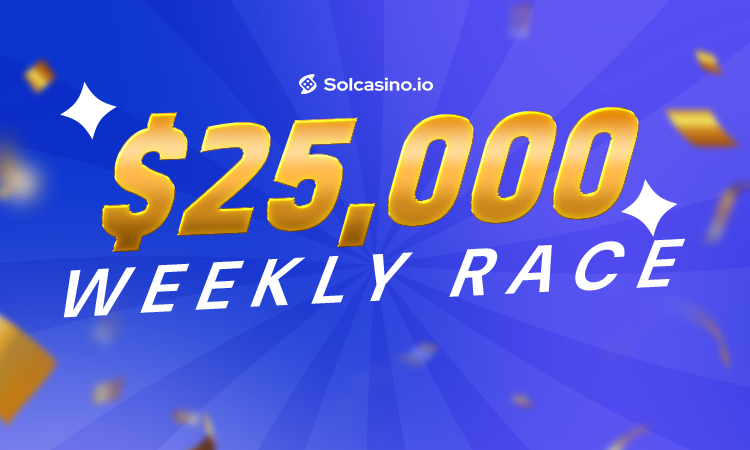 The $25,000 Solcasino Weekly Race has been extended and will continue into December 2024!💥 Every week you have the chance to climb the leaderboard and win a share of $25,000! 💵