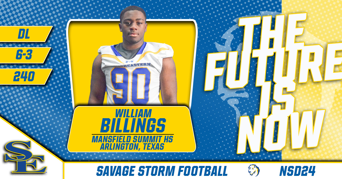 Welcome @will_billings92 to the Savage Storm family! 🎥 tinyurl.com/48t56sdk #GoSoutheastern | #StormChaSE | #NSD2024