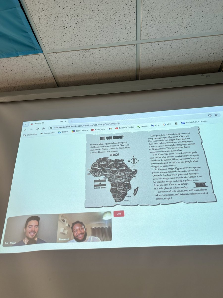 elmstmorsels's tweet image. Students listened to and learned about author Bernard Mensah.  He even read from his book  “Kwame’s Magic Quest”.  We need to add this to our class library so we can read the rest!! @elmstmorsels
