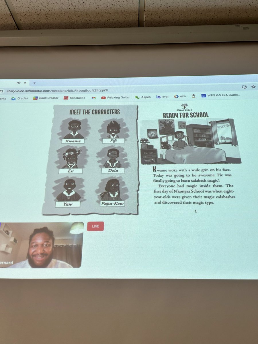 elmstmorsels's tweet image. Students listened to and learned about author Bernard Mensah.  He even read from his book  “Kwame’s Magic Quest”.  We need to add this to our class library so we can read the rest!! @elmstmorsels