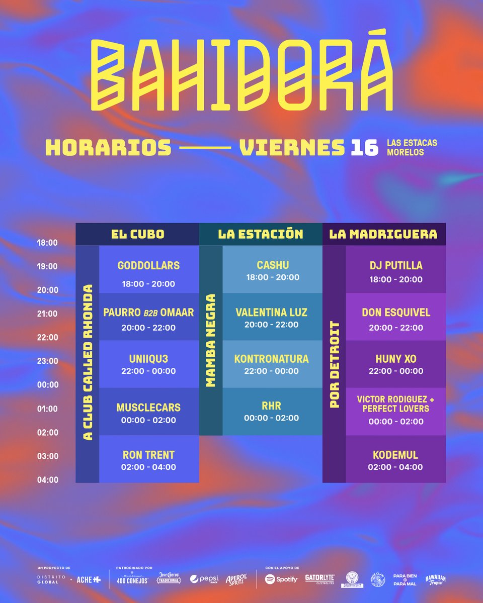 Bahidora's tweet photo. ¡Ahora sí! A armar su itinerario que ya están por acá los horarios para el mejor fin de semana del año que nos espera #EnBahidorá ✨👌✨

🎟️ Boletos disponibles en https://t.co/Y62fzx1Q6d https://t.co/bmEUf16T8p