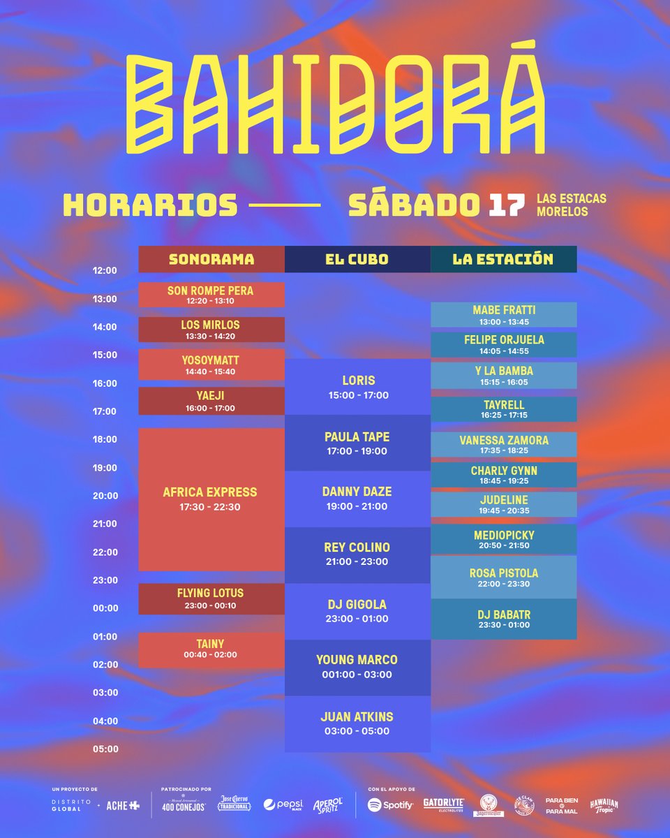 Bahidora's tweet photo. ¡Ahora sí! A armar su itinerario que ya están por acá los horarios para el mejor fin de semana del año que nos espera #EnBahidorá ✨👌✨

🎟️ Boletos disponibles en https://t.co/Y62fzx1Q6d https://t.co/bmEUf16T8p