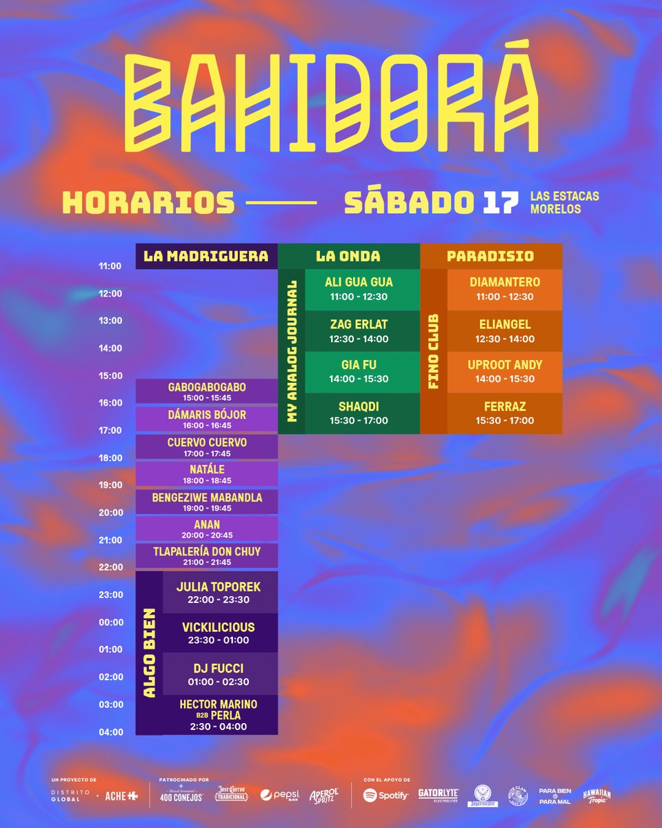 Bahidora's tweet photo. ¡Ahora sí! A armar su itinerario que ya están por acá los horarios para el mejor fin de semana del año que nos espera #EnBahidorá ✨👌✨

🎟️ Boletos disponibles en https://t.co/Y62fzx1Q6d https://t.co/bmEUf16T8p