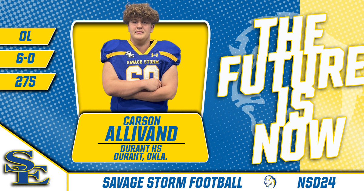 Welcome @CarsonAllivand to the Savage Storm family! 🎥 tinyurl.com/3v7y39jt #GoSoutheastern | #StormChaSE | #NSD2024