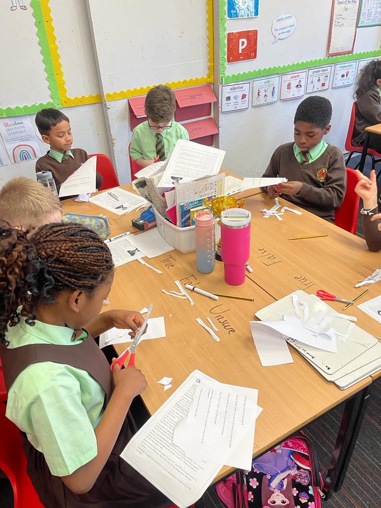 St_Denis_PS's tweet photo. Primary 4 learned about Charles Dickens today to celebrate his birthday! They worked in pairs to organise information into columns of true, false &amp; unsure based on what they learned. Well done 🥳 https://t.co/JFQr5ztuOA