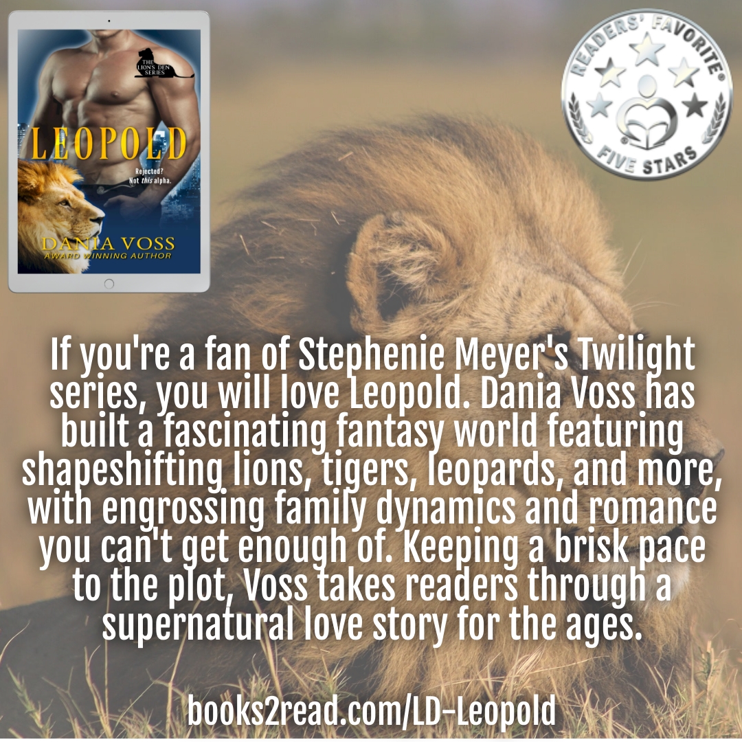 🦁 Blown away by this 5-star review from Readers Favorite for Leopold. Have you picked up your copy yet? What are ya waiting for? 
#paranormalromance #steamyromance #bookstoscreen #BooksWorthReading 
books2read.com/LD-Leopold