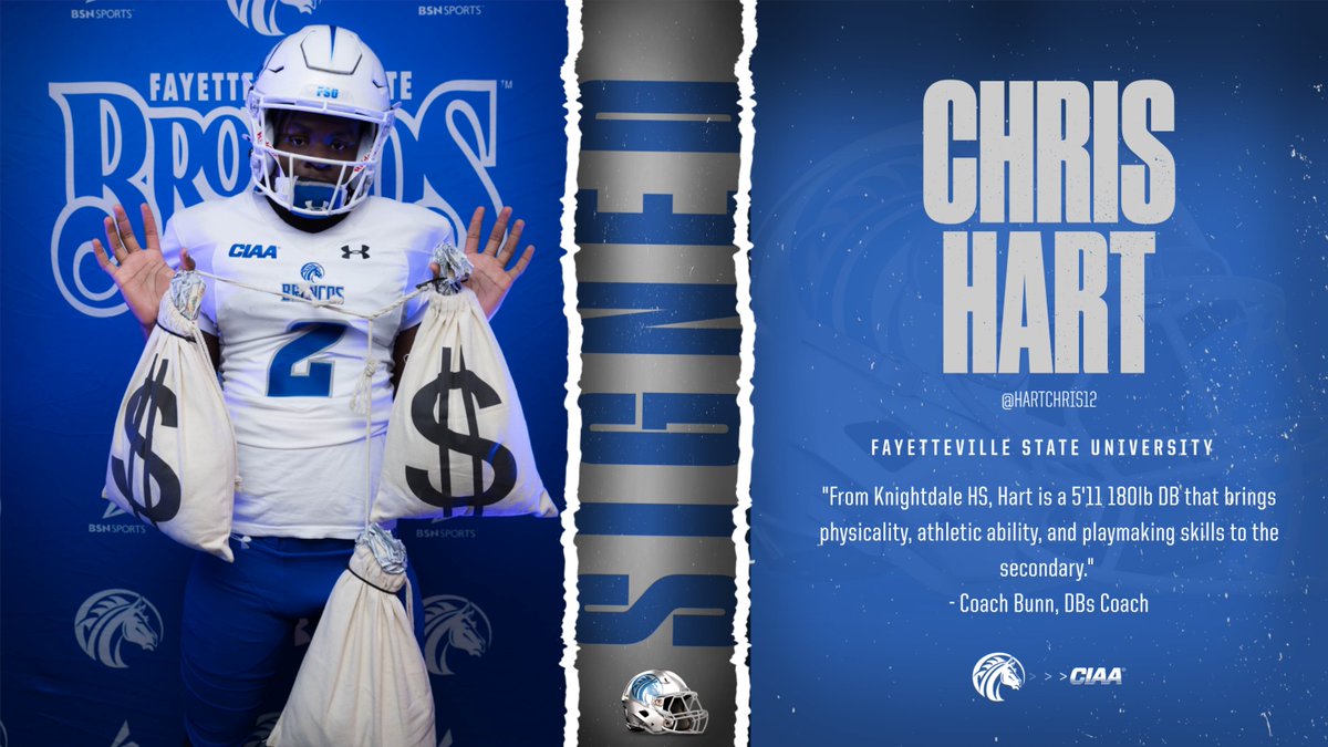 Fayetteville State Football (@fsubroncos_fb) on Twitter photo Bronco Nation! Please Welcome...
Chris Hart (<a href="/HartChris12/">Chris Hart</a>)
To the Bronco Family!! π₯π₯
#AttitudeCheck | #BroncoPride | #NSD24 Bronco Nation! Please Welcome...
Chris Hart (<a href="/HartChris12/">Chris Hart</a>)
To the Bronco Family!! π₯π₯
#AttitudeCheck | #BroncoPride | #NSD24