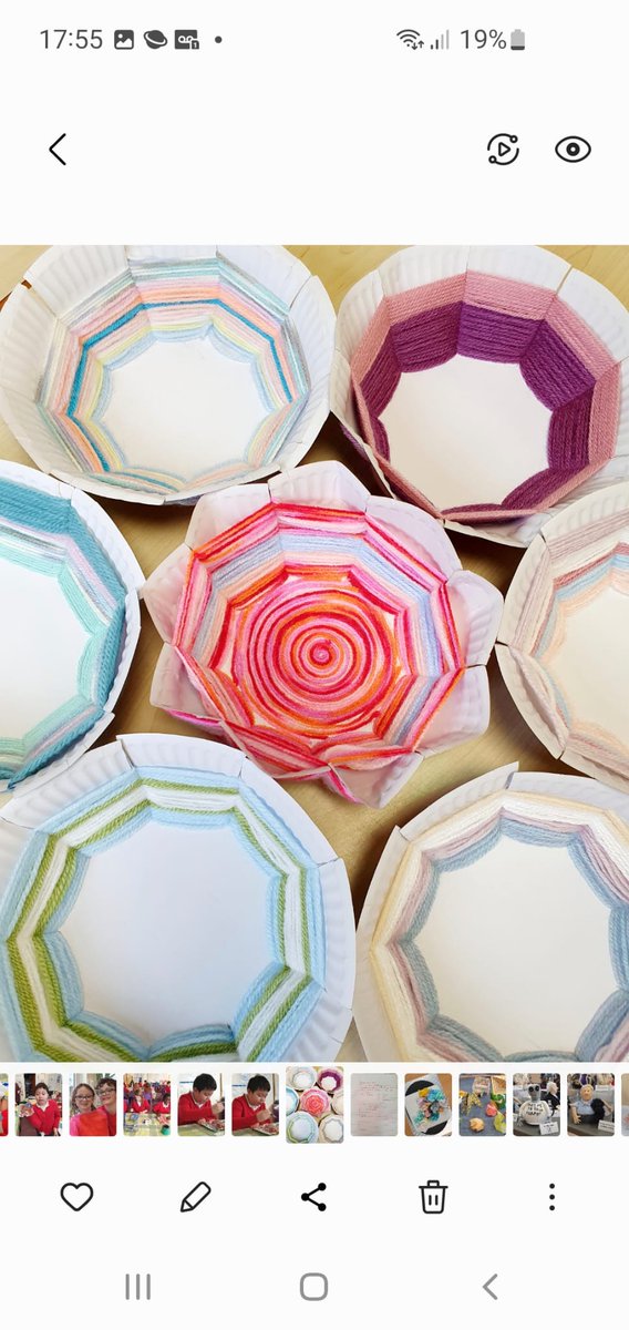 ArtBhjs's tweet photo. Inspired by Rana Begum's 764 Baskets 2017-18, a sculpture made up of 1000 bamboo baskets hand-woven in Bangladesh, we also made baskets from wool and paper plates. https://t.co/DfnukuywL9