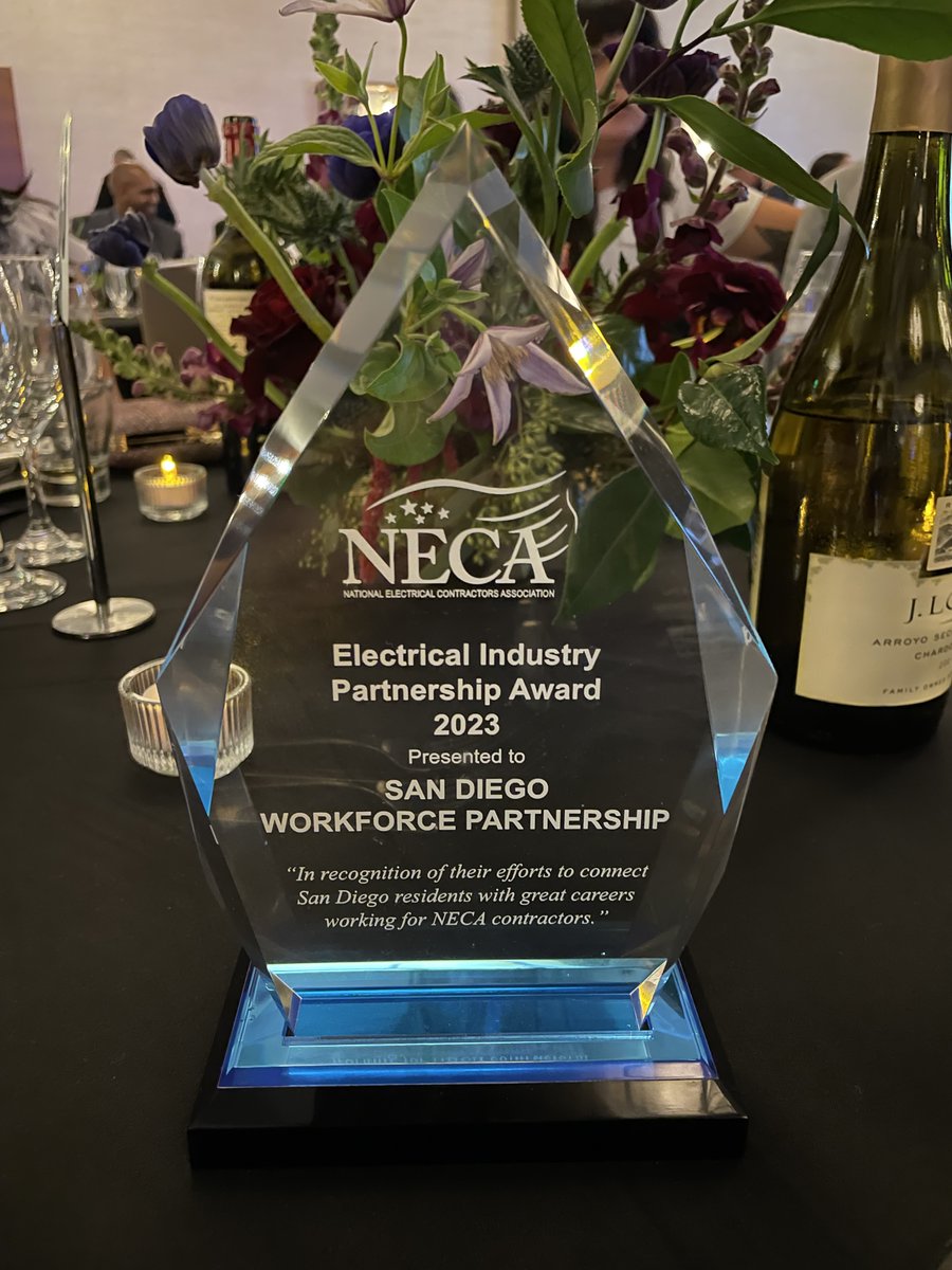 We're proud to announce the San Diego Workforce Partnership received the 2023 'Electrical Industry Partnership Award' from the @necanet - San Diego for our Construction Career Jumpstart (CCJ) program! #ConstructionCareers #ThisIsWorkforce