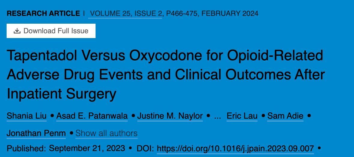 Tapentadol prescribing is up in Australia, but is it a safer alternative than oxycodone? Investigate more from the analysis by @ShaniaLiu_ and others @Sydney_Uni in this month's @TheJournal_Pain 👇 buff.ly/49kxyA1 #opioids #research #australia