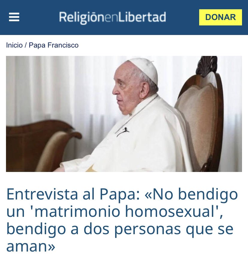 Hoy salía este titular de una entrevista concedida por Francisco. Quizás alguno me dirá que está bien, que el argumento del amor es innegable, ¡si se quieren! 

Os quiero contar por qué esto es tan doloroso y tan delicado. Lo hago desde mi afecto al Papa.

#HiloVa 🧵👇