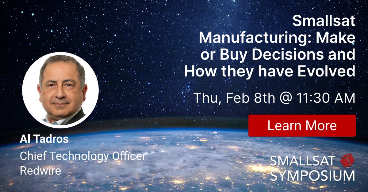 Attention all #SmallSatSymposium attendees! Tomorrow, join Redwire's CTO, Al Tadros, at 11:30 am PT as he discusses how the growing interest in commercial space activities has evolved manufacturing processes and decisions in the industry.
