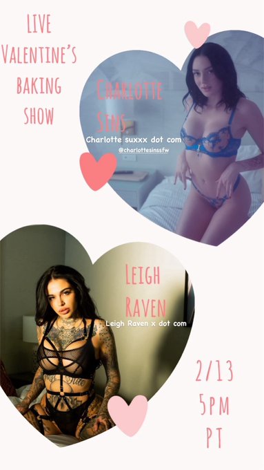 Live Valentine&rsquo;s Day baking show  2/13 w/ @charlottesuxxx  See you there 💕💕💕 https://t.co/d6UvoGhIcq<a class="tags" href="/tag/charlottesuxxx">@charlottesuxxx</a>