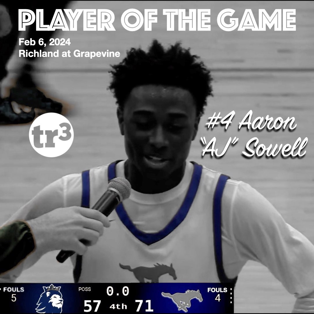 Last night's Player of the Game for <a href="/GHSmustanghoops/">Grapevine Basketball</a> was Senior <a href="/aaron_sowell19/">Aaron Sowell</a>.  Congratulations AJ!