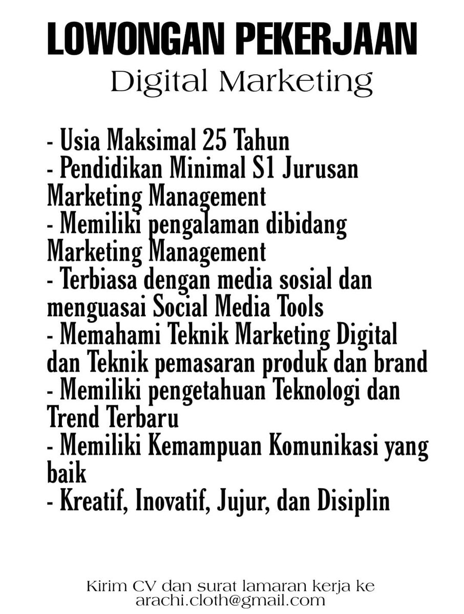 Annigi02's tweet photo. Siapa tau punya teman atau kerabat kalian boleh share aja yap thank you 🫰🏻
#butuhuang #zonaBU #lokerbandung #manajemen #marketing #parttime https://t.co/la8rl7SOpP