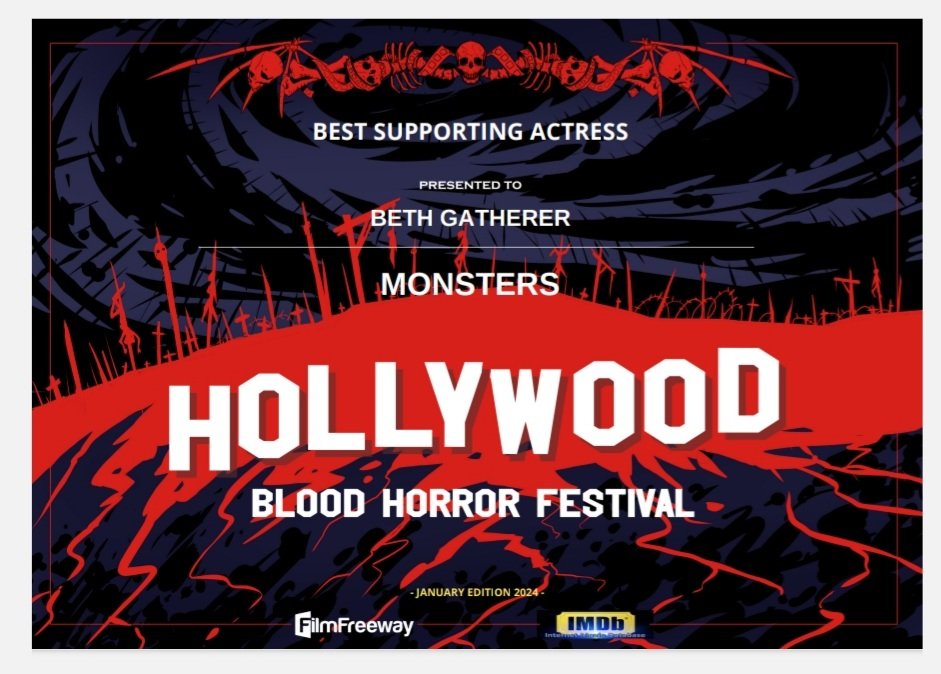 A short film I did last year - 'Monsters' - has been submitted to festivals &amp; I have been lucky enough to win an award 🥳🌟🎉
Agent: <a href="/PTC_Management/">PTC Management</a>
Spotlight:  app.spotlight.com/5095-3423-4719
#actress #actor #shortfilm #horror