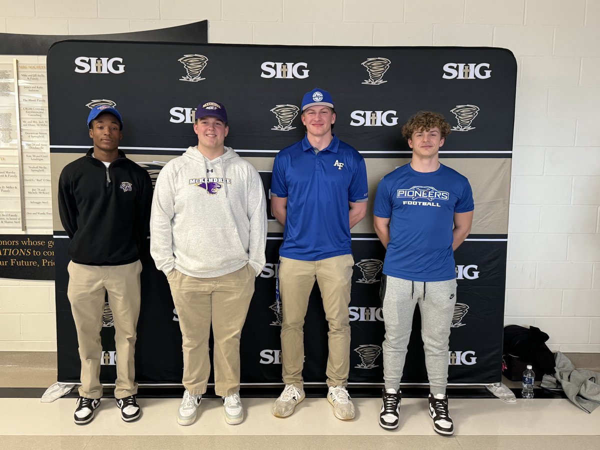 SHG Football (@shgcyclonefb) on Twitter photo It’s a great day to be a Cyclone! Happy NSD to the following football players:
<a href="/josh1_mcclain/">Joshua McClain</a> ✍🏾 <a href="/UWPlattFootball/">UW-Platteville Football</a>
<a href="/BurkeWilkin/">Burke Wilkin</a> ✍🏻 <a href="/Mckendree_FB/">McKendree Football</a>
<a href="/KeplerJake/">Jake Kepler</a> ✍🏻 <a href="/AF_Football/">Air Force Football</a>
<a href="/hagele_ethan/">Ethan Hagele</a> ✍🏻 <a href="/UWPlattFootball/">UW-Platteville Football</a>
🌪️🏈 <a href="/jdashg/">John Allison</a> <a href="/CoachAndersonOL/">Chad Anderson</a> <a href="/SHGCyclones/">Sacred Heart-Griffin</a> It’s a great day to be a Cyclone! Happy NSD to the following football players:
<a href="/josh1_mcclain/">Joshua McClain</a> ✍🏾 <a href="/UWPlattFootball/">UW-Platteville Football</a>
<a href="/BurkeWilkin/">Burke Wilkin</a> ✍🏻 <a href="/Mckendree_FB/">McKendree Football</a>
<a href="/KeplerJake/">Jake Kepler</a> ✍🏻 <a href="/AF_Football/">Air Force Football</a>
<a href="/hagele_ethan/">Ethan Hagele</a> ✍🏻 <a href="/UWPlattFootball/">UW-Platteville Football</a>
🌪️🏈 <a href="/jdashg/">John Allison</a> <a href="/CoachAndersonOL/">Chad Anderson</a> <a href="/SHGCyclones/">Sacred Heart-Griffin</a>