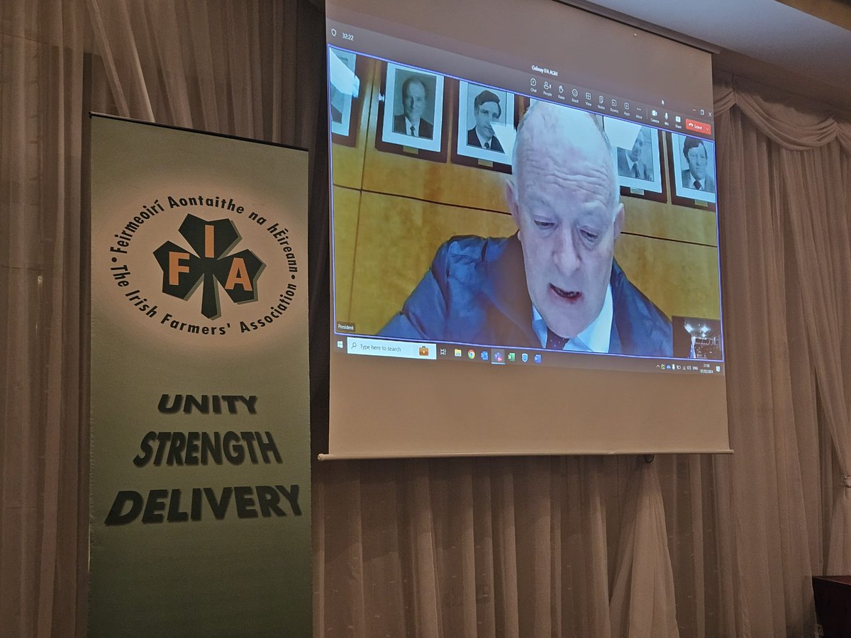 IFA President @gormanifa addresses Galway IFA AGM online tonight in Athenry @IFAmedia @Galwaybayfmnews @CTribune @TuamHerald @amyforde6 @AgrilandIreland