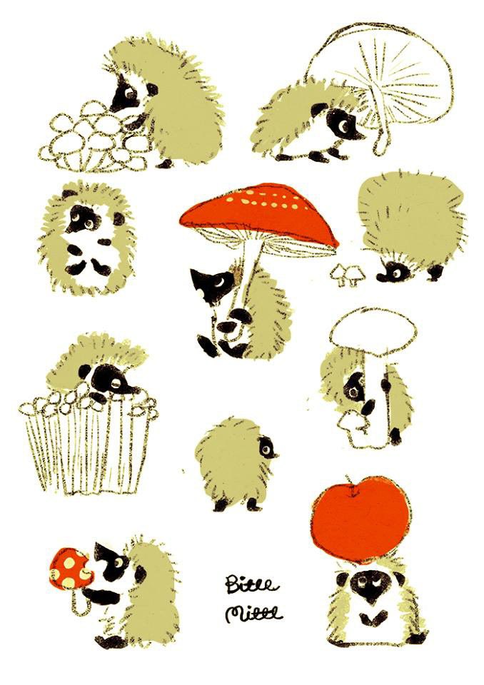 「ハリネズミ好き 」|ももろ　4／20発売絵本「パンダのパクパクきせつのごはん」のイラスト